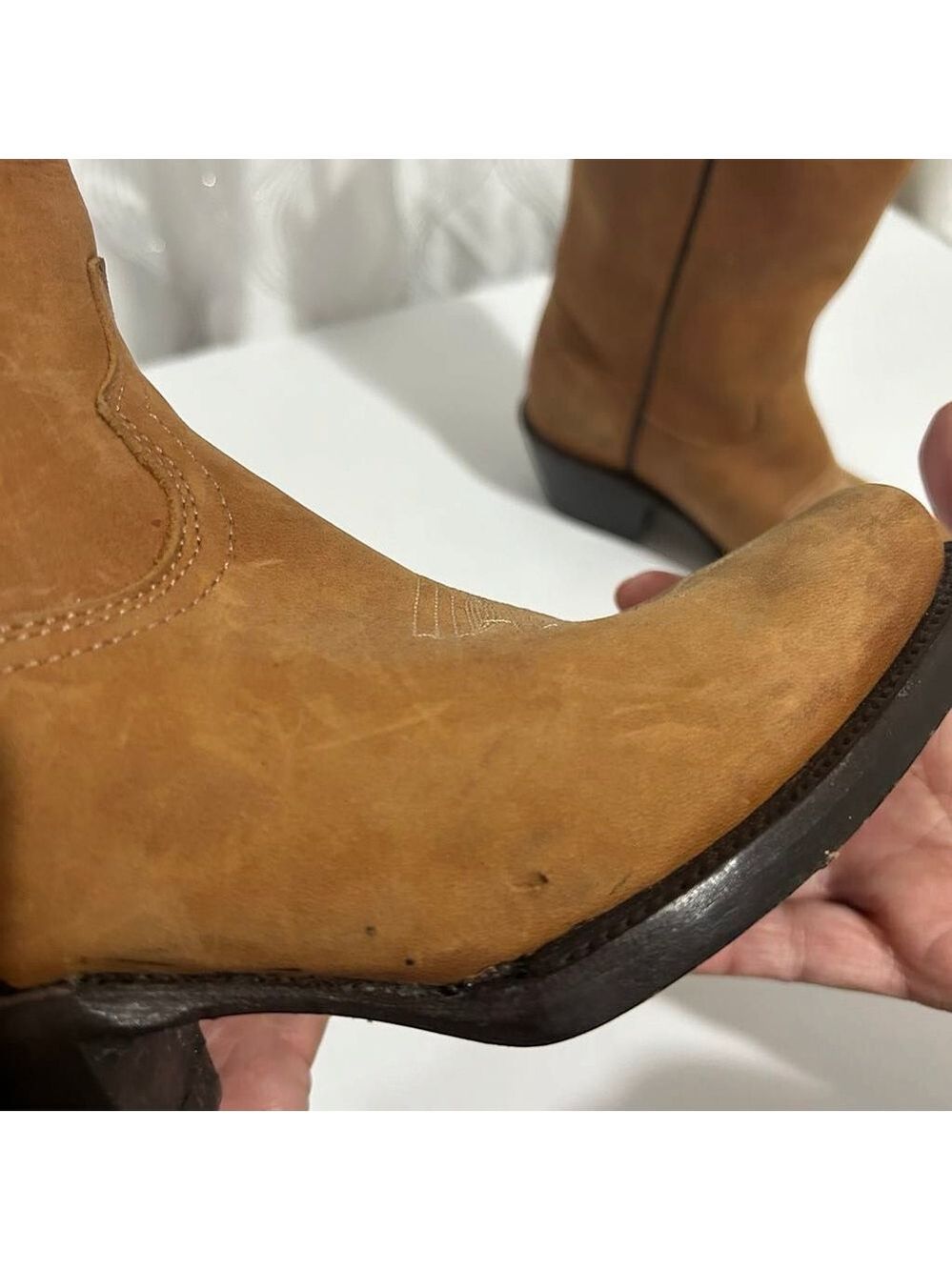 El Pajar Tan Mexican Women's Western Leather Boots Sz 5.5 - Picture 6 of 7